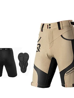 Rockbros pánské cyklistické kraťasy 2 v 1, béžové, velikost 4XL
