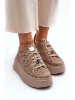 Kožené sportovní boty na platformě Maciejka 06191-10 Bežové