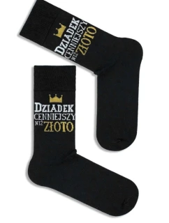 Pánské ponožky Dědeček cennější než zlato černé