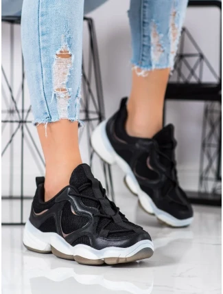 Praktické dámské černé  tenisky bez podpatku