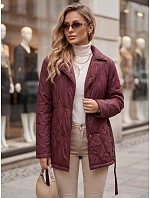 Dámský přechodný kabát s páskem, bordó, FashionStreet TY5806 Dámský přechodný kabát s páskem, bordó, FashionStreet TY5806