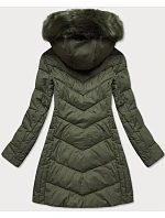 Dámská dlouhá prošívaná zimní bunda khaki (7689)