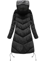 Černá dlouhá zimní bunda s kapucí (7755BIG) Černá dlouhá zimní bunda s kapucí (7755BIG)