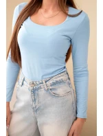Dámská basic blůza s čtvercovým výstřihem a dlouhým rukávem modrá