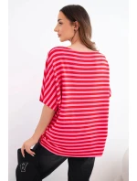Dámská bavlněná pruhovaná halenka s krátkým rukávem červená
