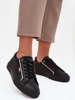 Dámské Tenisky Z Eko Kůže Big Star SS274025 Černo-Zlaté