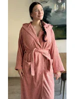 Dámský župan dlouhý s kapucí Broskev