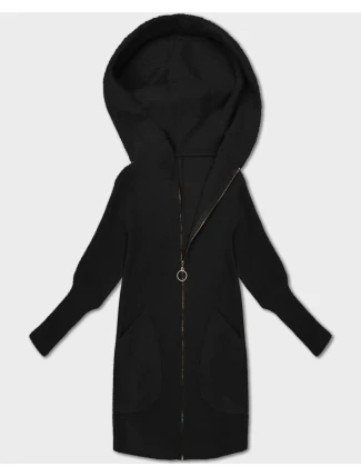 Černá bunda - přehoz přes oblečení typu alpaka s kapucí (19905.1)