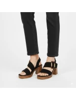 Dámské semišové sandály na podpatku černé Potocki 54307