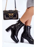 Módní, zateplené kožené boty s ornamentem černé Malta