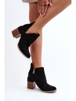 Dámské černé kozačky s výšivkou na podpatku Niartima