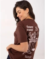 Tričko D12022AH02645V tmavě hnědé