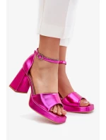 Dámské lakované sandály na sloupku Fuchsie Marila