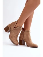 Dámské kotníčkové boty na podpatku A5729 / 192675 Béžová - Bella Paris Dámské kotníčkové boty na podpatku A5729 / 192675 Béžová - Bella Paris