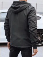 Pánská přechodná softshellová bunda s kapucí tmavě šedá FashionStreet TX4818