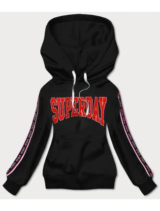 Krátká černá dámská mikina s nápisy (26014) Krátká černá dámská mikina s nápisy (26014)