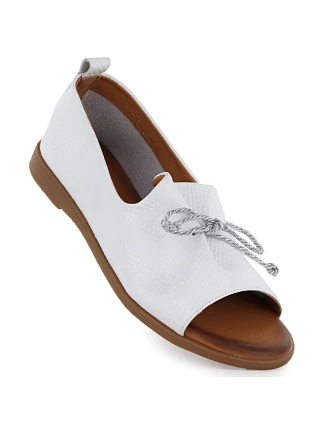 Dámské kožené polobotky s otevřenou špičkou bílé Cambell 19388