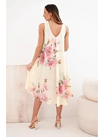 Dámské bavlněné midi šaty s krátkým rukávem a rozšířeným spodkem světle růžová Dámské bavlněné midi šaty s krátkým rukávem a rozšířeným spodkem světle růžová