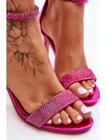 Dámské sandály na vysokém podpatku s kamínky Fuchsie Perfecto Dámské sandály na vysokém podpatku s kamínky Fuchsie Perfecto