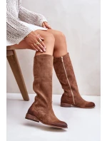 Dámské Semišové Kozačky Do Poloviny Lýtka Na Zipu Lewski 3616 Hnědé