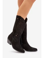 Semišové Kozačky S Prodyšným Svrškem Černé Zazoo 3609