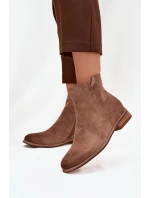 Dámské kotníkové boty na ploché podrážce Vinceza 39961 světle hnědé