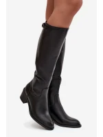 Dámské zimní kozačky s podpatkem a přezkou Vinceza 58589 Černé