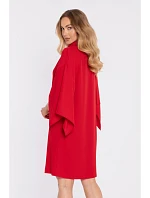 M908 Šaty s ozdobnými širokými rukávy - červené