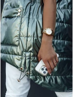 Dámská prošívaná dlouhá vesta s kapucí JESS zelená FashionStreet TY4454