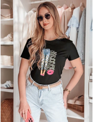 Dámské tričko s potiskem TRENDAY černé FashionStreet RY2824