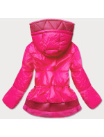 Krátká růžová dámská zimní bunda s kapucí (jin211)
