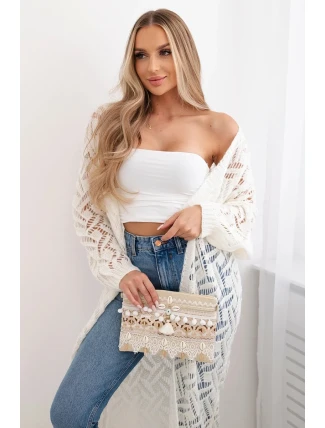 Svetr dlouhý kardigan Super KID Mohair Šedobílý Svetr dlouhý kardigan Super KID Mohair Šedobílý