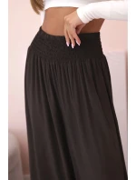 Dámské viskózové kalhoty s elastickým pasem hnědý