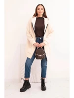 Dámská mikina s kapucí a zipem, béžová