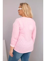 Dámská blůza Plus Size s nápisem Love You More světle růžová