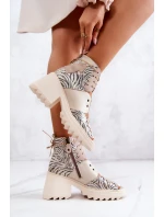 Kožené kozačky Maciejka 05321-04 Béžová