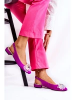 Semišové balerínky na vysokých podpatcích s zdobením tmavě růžovým Elena Semišové balerínky na vysokých podpatcích s zdobením tmavě růžovým Elena