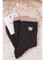 Dámské bavlněné ponožky s malým medvídkem tmavě šedé Dámské bavlněné ponožky s malým medvídkem tmavě šedé