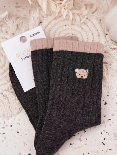 Dámské bavlněné ponožky s malým medvídkem tmavě šedé