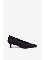 Černé semišové lodičky s kitten heel Nuretta
