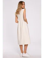 M581 Šaty bez rukávů s vysokým pasem - krémové M581 Šaty bez rukávů s vysokým pasem - krémové