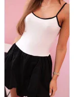 Dámské šaty na ramínkách s rozevlátou bavlněnou sukní - bílá