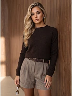 Dámský měkký svetr s alpakou, barva baby čokoládová, FashionStreet MY2622