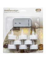 SADA 8 VEDENÝCH ČAJOVÝCH SVÍTIDEL S DÁLKOVÝM OVLÁDÁNÍM