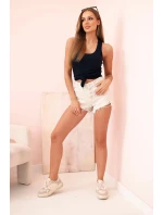 Dámská tílko z bavlny s kulatým výstřihem modrá