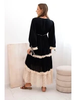 Dámské boho šaty s krajkou černý