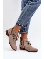 Zazoo 2878 Nízké Dámské Botky se Šněrováním Semišové Bežové