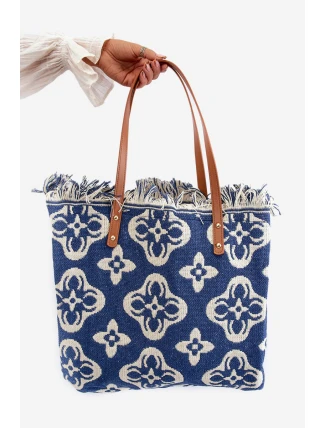 Vzorovaná Velká Plátěná Plážová Taška Modrá Sadhara