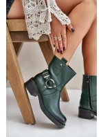 Zazoo 60480 Kožené Boty Na Nízkém Podpatku Zateplené Tmavě Zelené