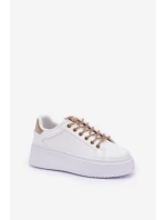 Tenisky Na Platformě S Ozdobnými Šňůrkami Bílá-Zlatá Fonetha